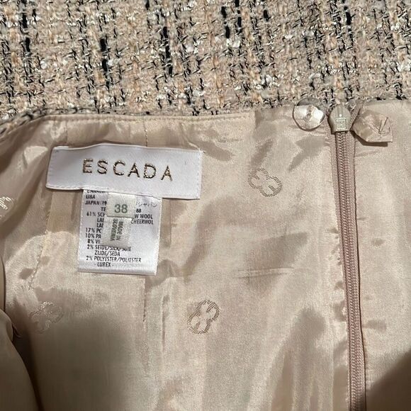 Escada Women's Beige Wool Silk Blend Tweed Midi Straight Skirt - Picture 5 of 6